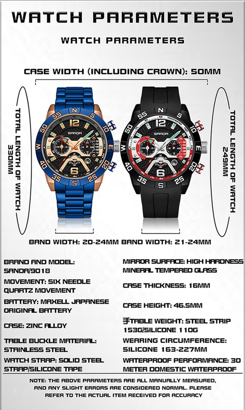 Men's Watch Business Six-pin Waterproof Calendar Men's Watch Timing Multi-functional Quartz Watch_voghion.com