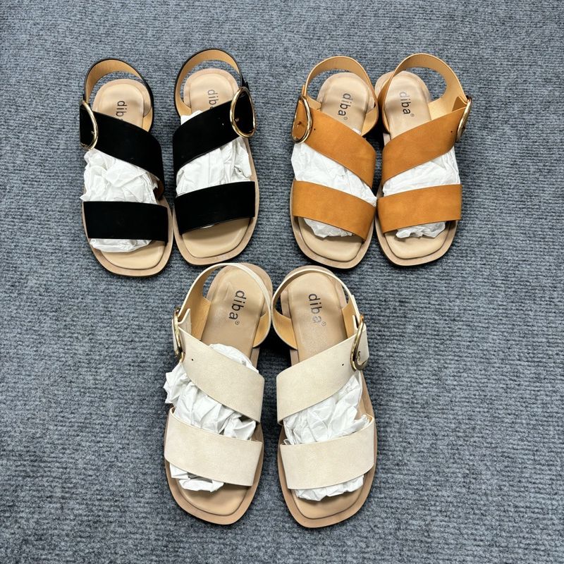 Flat Bottomed Shoes With Buckle And Round Toe Casual Women's Sandals_voghion.com