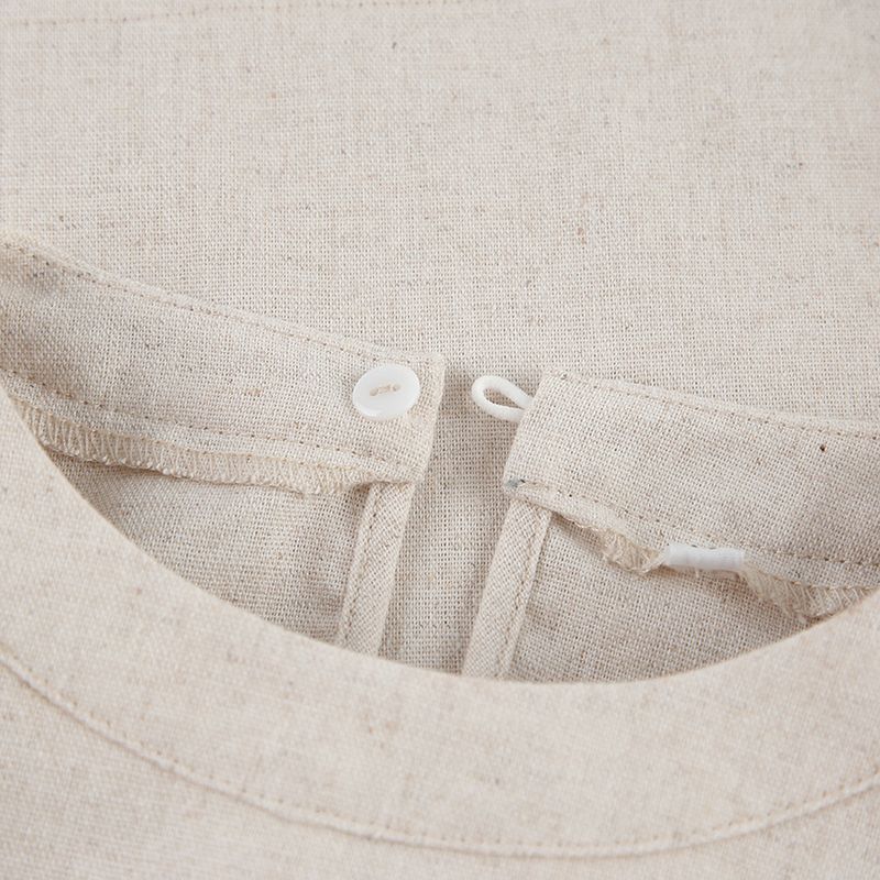 Moda feminina ombro almofada sem mangas blusa e calças de duas peças casual moda algodão linho terno_voghion.com