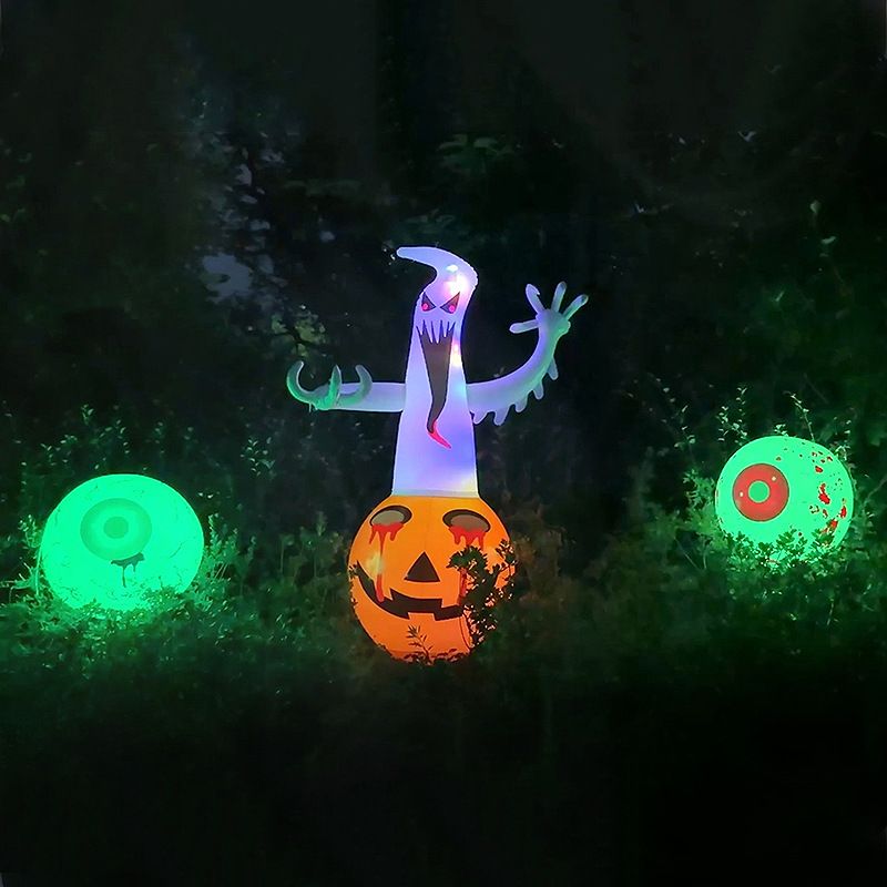 Glow-in-the-Dark Halloween Inflatable Decorations – Spooky Ghost, Pumpkin & Bat Set For Outdoor & Indoor Party Scenes (Multi-Color Options)_voghion.com
