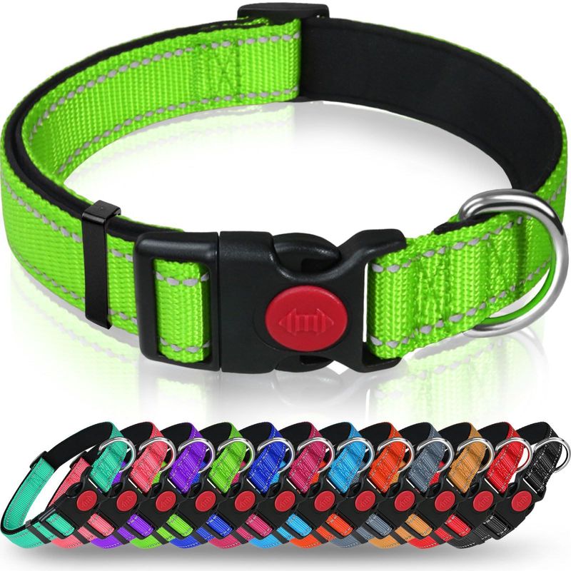 Coleira de nylon ajustável para animais de estimação, coleira refletiva para cães, suprimentos de segurança_voghion.com