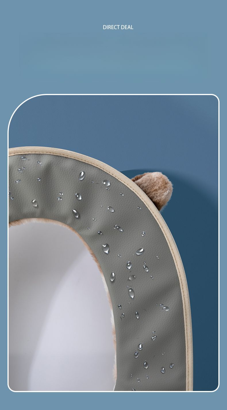 Coussin de siège de toilette épais en peluche avec anneau de fermeture éclair et motif dessin animé, universel pour l'automne et l'hiver_voghion.com