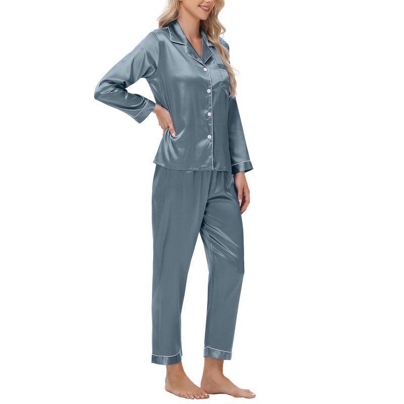 Biancheria intima Pigiami da notte Pigiama di seta Pigiama da donna in raso a maniche lunghe di grandi dimensioni Abbigliamento per la casa_voghion.com