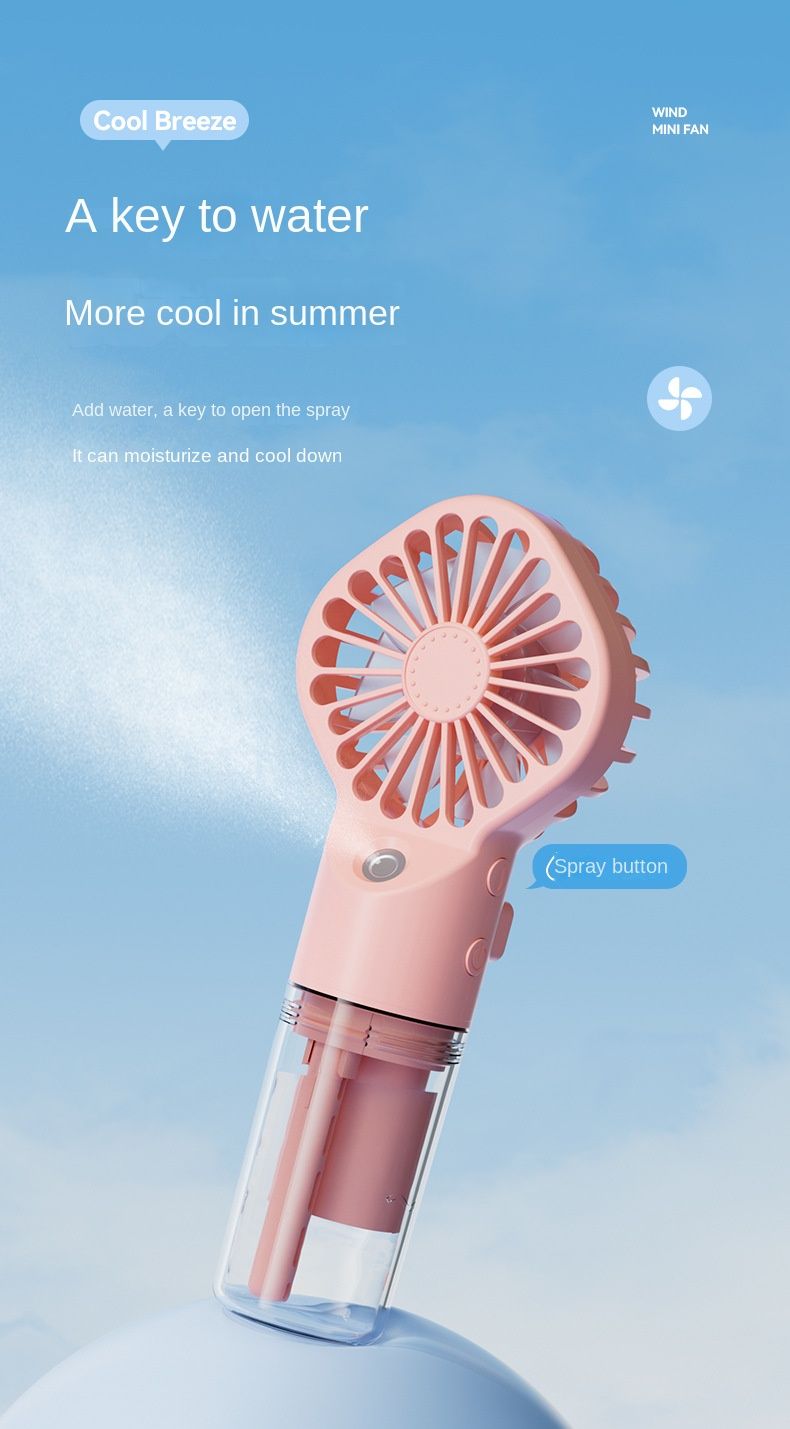 Mini Handheld USB Rechargeable Portable Misting Fan With 4 Adjustable Speed Spray Water Mist For Outdoor Camping And Traveling_voghion.com
