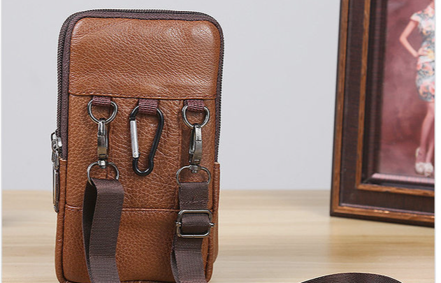 Männer Lieder Taillebeutel Grouss Kapazitéit Gürteltasch Braun Schëllertaschen Crossbody Taschen Multilayer Schnalle Handytasch Hënnertasch_voghion.com