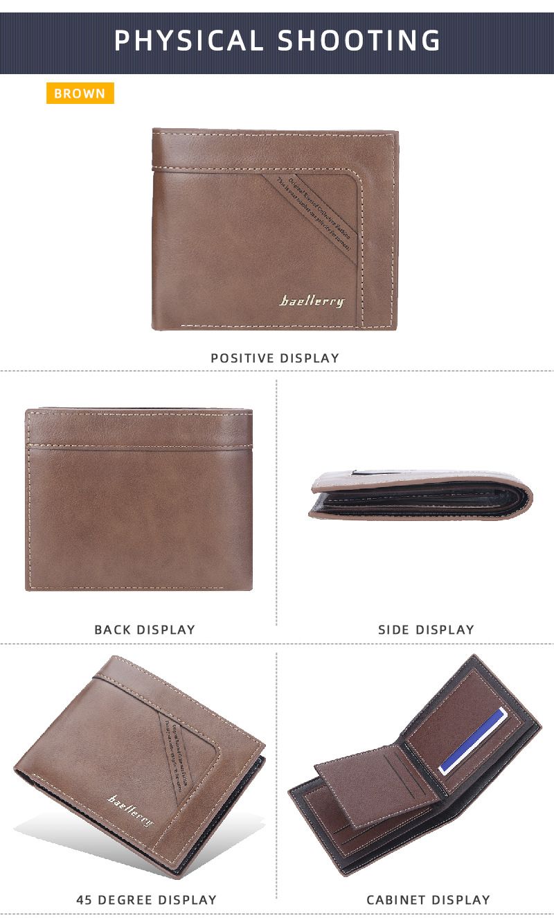 BAELLERRY Portafoglio corto da uomo con posizioni multiple, fermasoldi con cerniera sottile, borsa per il cambio, borsa per carte da uomo_voghion.com