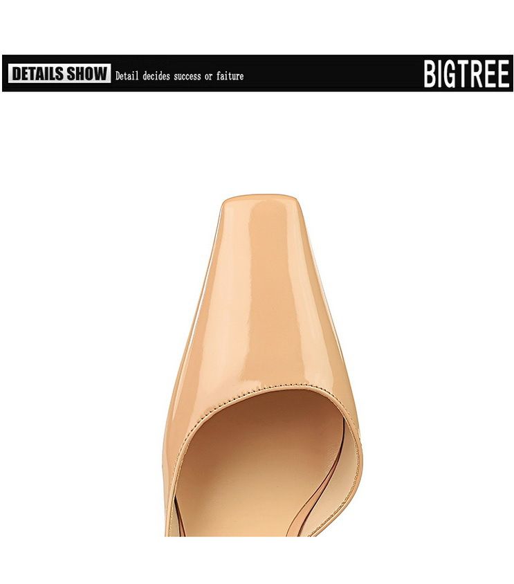 Damenschuhe mit dicken Absätzen, superhohen Absätzen, Lackleder und flacher, seitlich ausgehöhlter quadratischer Spitze_voghion.com