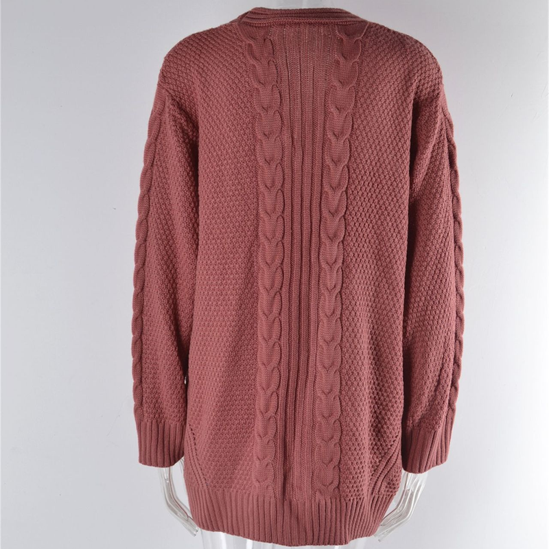 Women's large size women's cardigan irregular knit sweater hollowed out sweater coat_voghion.com