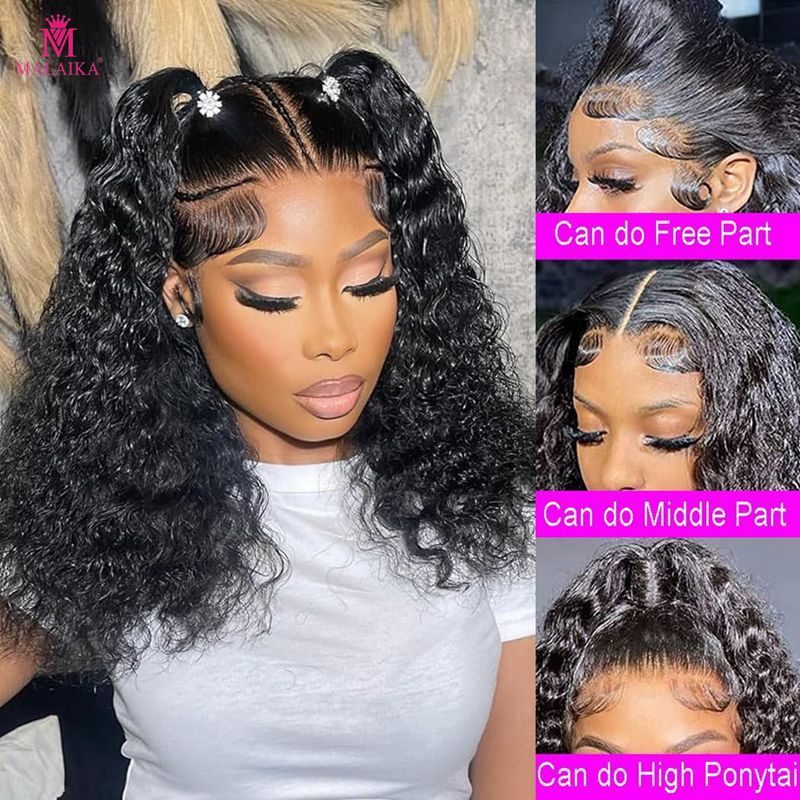 Onda encaracolada bob perucas 12 Polegada encaracolado bob peruca cabelo humano 180% densidade 13x4 profunda encaracolado bob perucas dianteiras do laço cabelo humano com linha fina natural para mulher_voghion.com