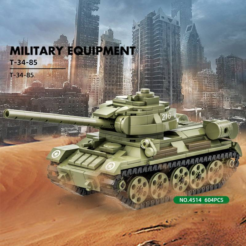 Antrojo pasaulinio karo karinis klasikinis modelis T-34/85 Medium Tank Collection Ornamentas Statybiniai blokai Plytos kalėdiniai žaislai_voghion.com