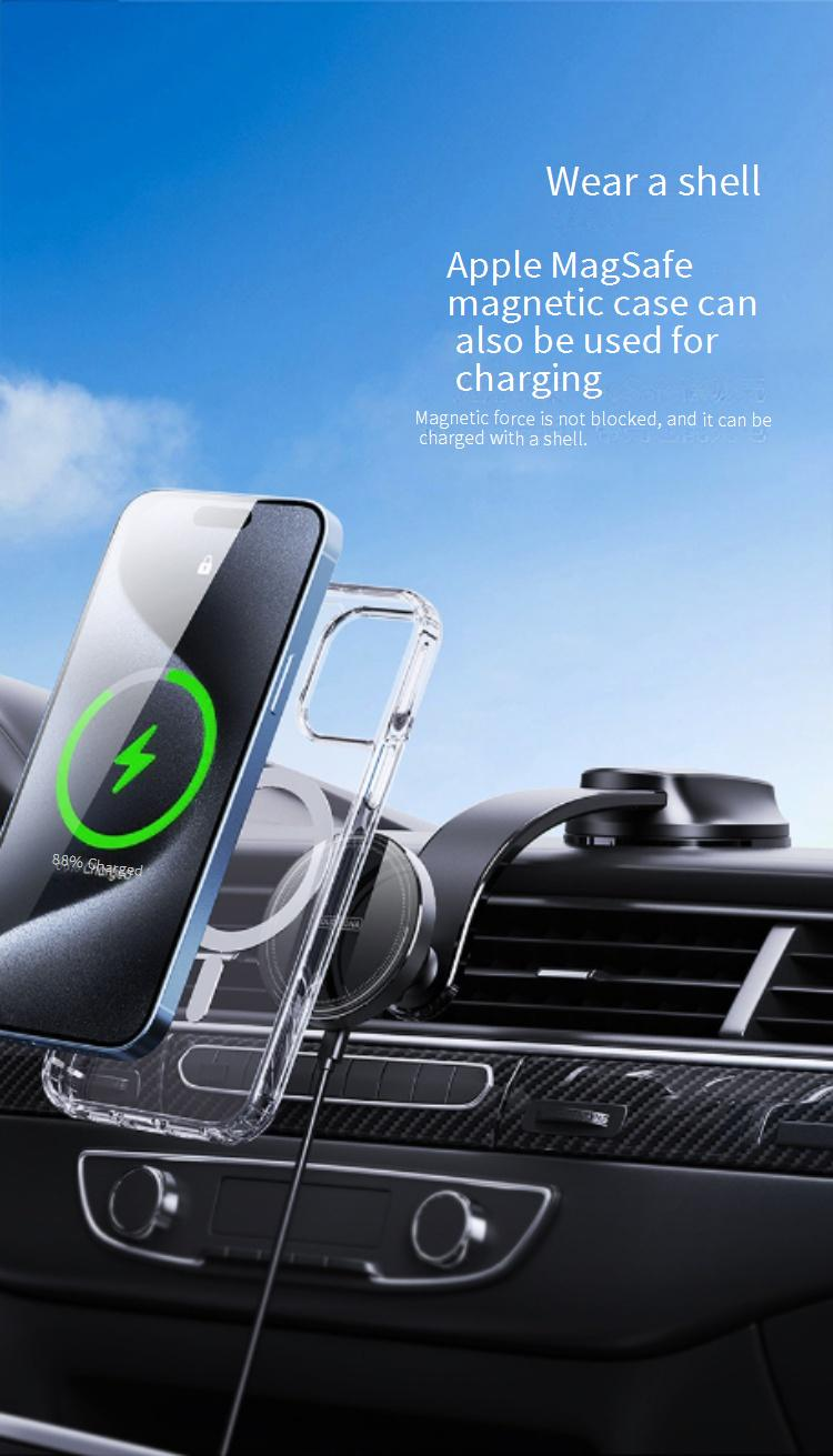 15-W-Kabelloses Autoladegerät – Starkes magnetisches Qi-Schnellladen für iPhone 12/13/14/15 | Universelle Halterung für Armaturenbrett und Lüftungsschlitze_voghion.com