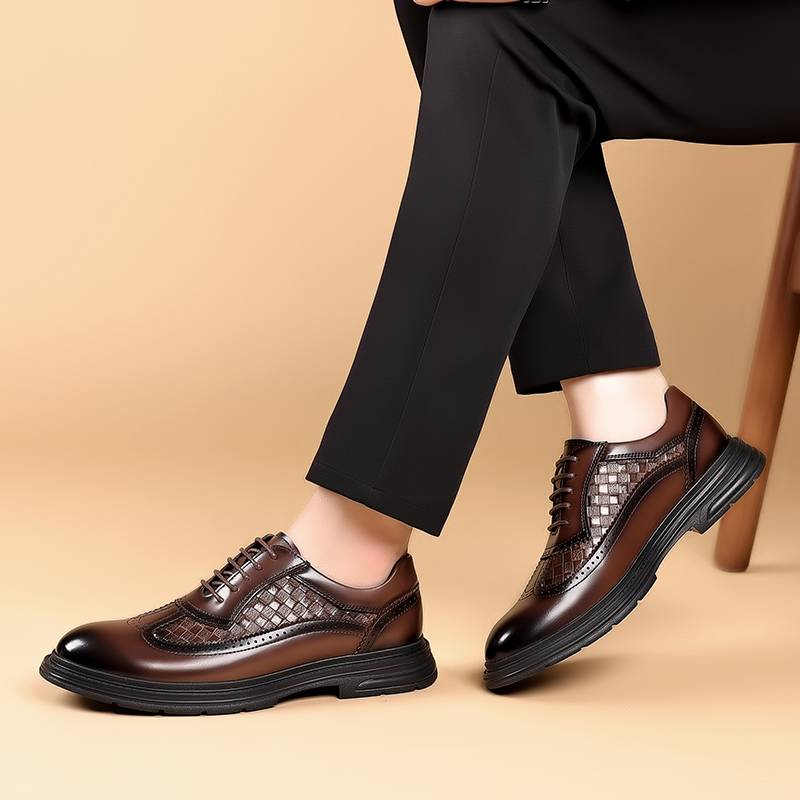Pantofi Derby la modă pentru bărbați, negri, britanici, de afaceri, formali, cu șireturi, din piele, maro, britanic, pentru banchet, pantofi din piele de mireasă_voghion.com