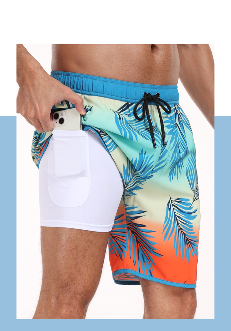Herrenbekleidung Herrenshorts Schnelltrocknende Badehose für Herren Modische, lockere Strandshorts mit mehreren Taschen und bedrucktem Design_voghion.com