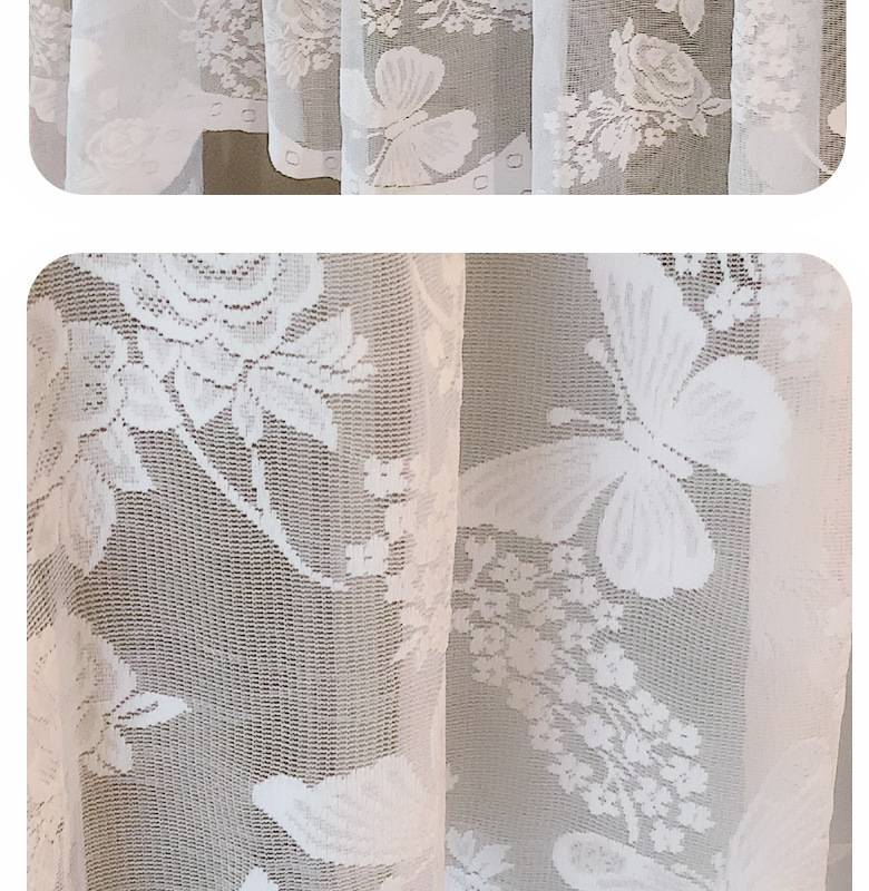 Nordic Lace Curtains - 80% Polyester Sheer Voile Drapes For Windows, Doors & Room Dividers, 150x100cm/180x100cm, White_voghion.com
