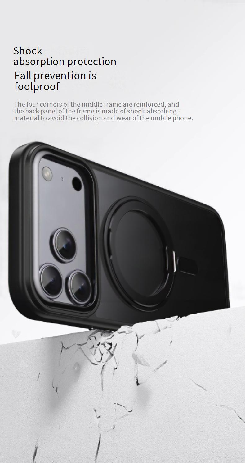 360° drehbare, magnetische, stoßfeste Hülle für das iPhone 17 Pro Max/Pro/Air mit Soft-Touch-Mattoberfläche und Metallständer (kompatibel mit der iPhone-Serie 11–17)_voghion.com
