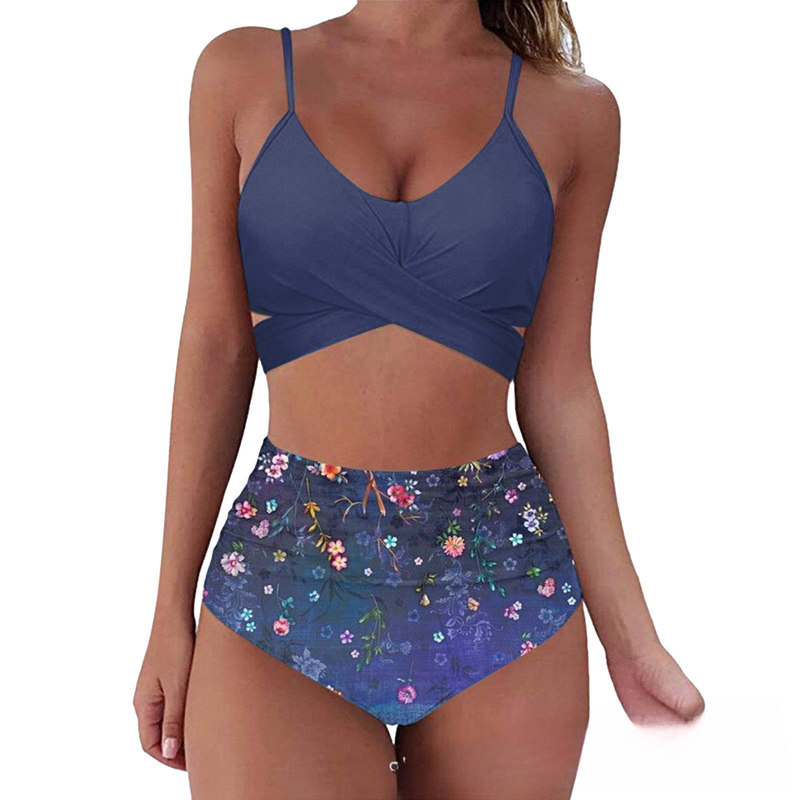 Sexy High-Waist Bikini Set With Leopard Print - Cross Back Design, Comfortable & Stylish Swimwear For Women_voghion.com