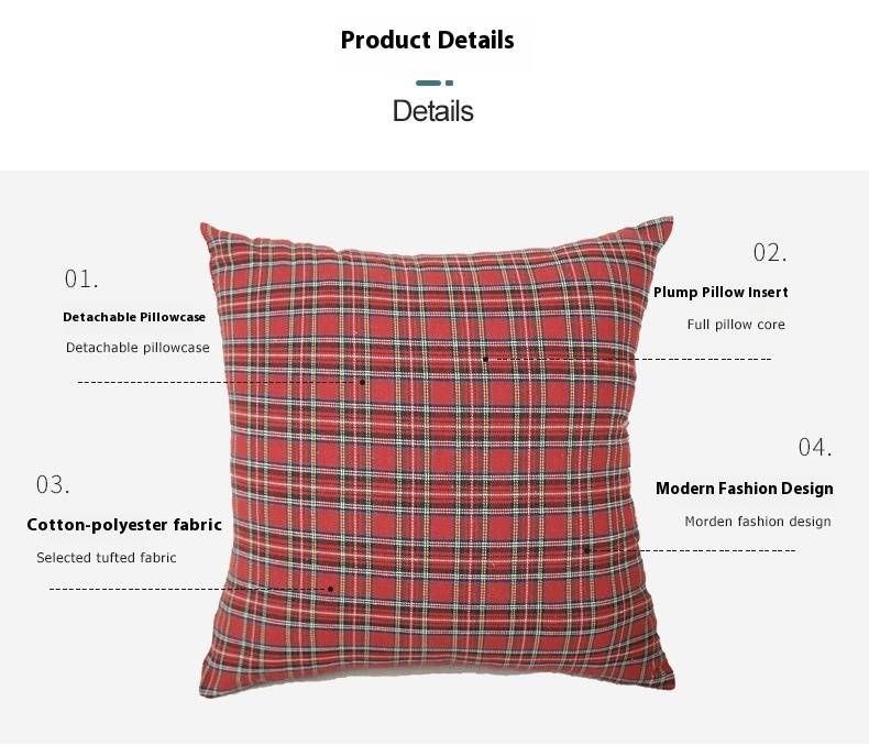 Modern Plaid Cushion Cover - Polyester Decorative Pillow Case For Sofa, Bed, Car (Multiple Sizes & Colors)_voghion.com