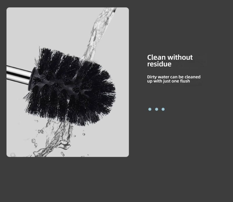 Plastic Toilet Brush With Replaceable Head – Ergonomic Handle, Anti-Splash Base For Bathroom Cleaning (Black/White)_voghion.com