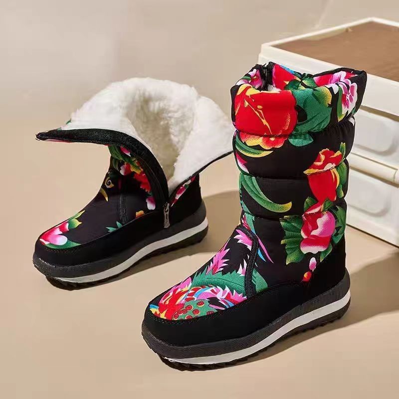 2025 Winter Snow Boots, ,Thickened Mid-calf Waterproof And Anti-slip Fleece Cotton Shoes, High-top Warm Long Boots_voghion.com