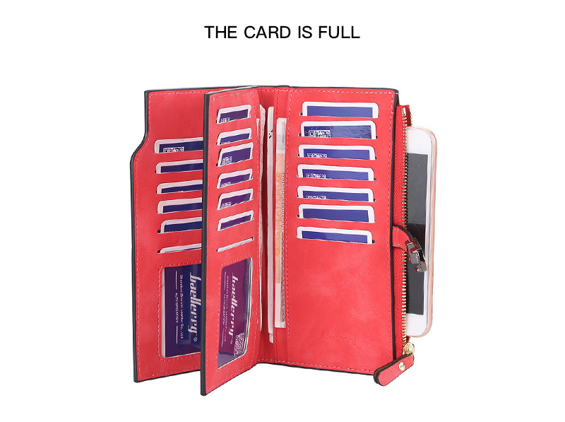 Women's Faux Leather Wallet, 26 Card Slots, 1 Zip Pocket, Tri-fold Large Capacity, Magnetic Clasp, Handheld Long ID Bank Card Money Clip_voghion.com