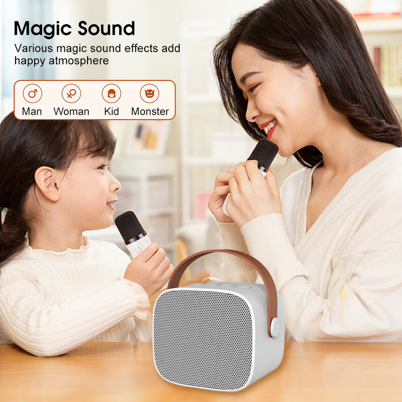 Mini Born KTV Home Wireless Bluetooth Mini Karaokê Microfone doméstico Áudio Microfone integrado Alto-falante universal para canto com microfone duplo_voghion.com