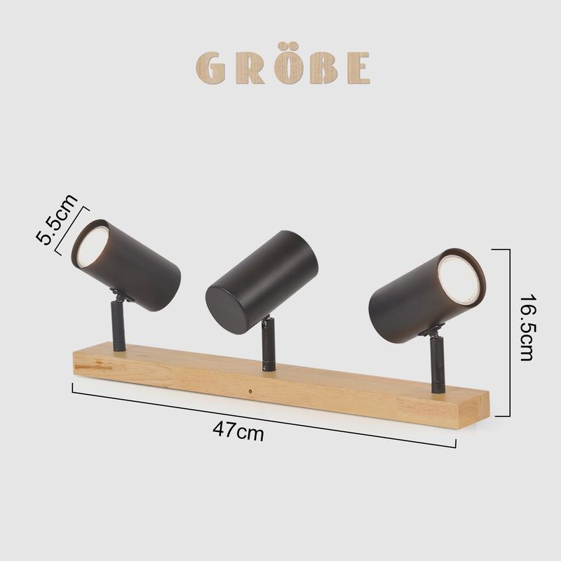 Glitzerlife Deckenleuchte Holz Deckenstrahler Weiß - Vintage Deckenlampe GU10 3 Flammig Deckenspots Modern Schwenkbar 350° Flurlampe Für Arbeitszimmer Esszimmer_voghion.com