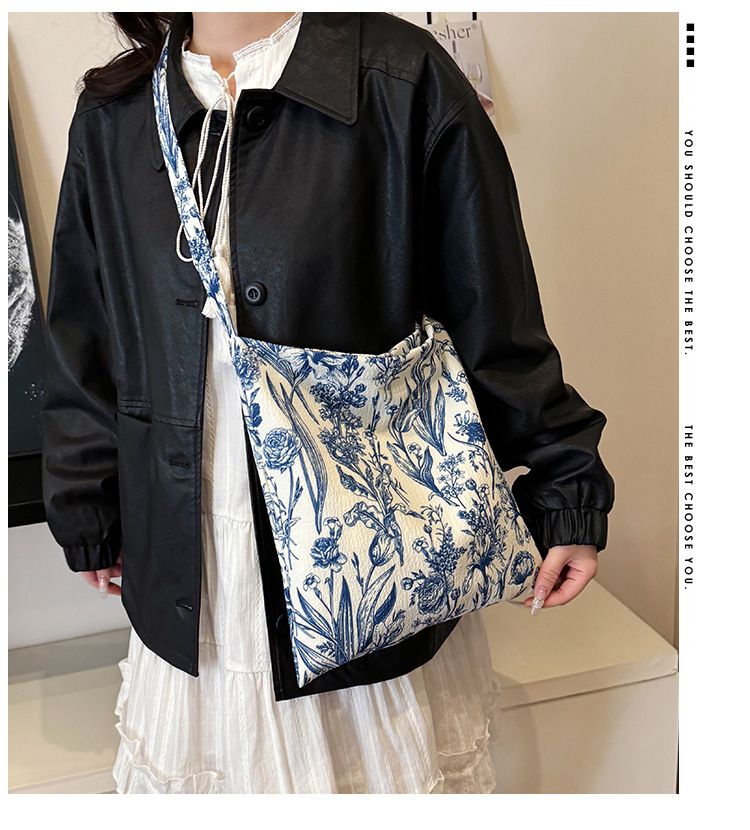 Damentaschen Freizeit Lazy Style Stickerei Zen Tragetasche Große Kapazität Leichte Pendler-Schulter-Umhängetasche Für Frauen_voghion.com