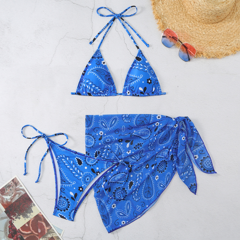 Meerkleurige driehoekige gaasrok voor dames, driepuntsbikini die meisjes moeten hebben_voghion.com