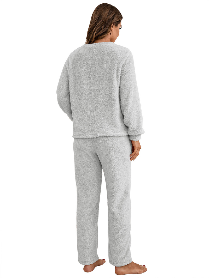 Women's solid color plus size thick winter clothing warm hooded pajamas outside the home wear_voghion.com