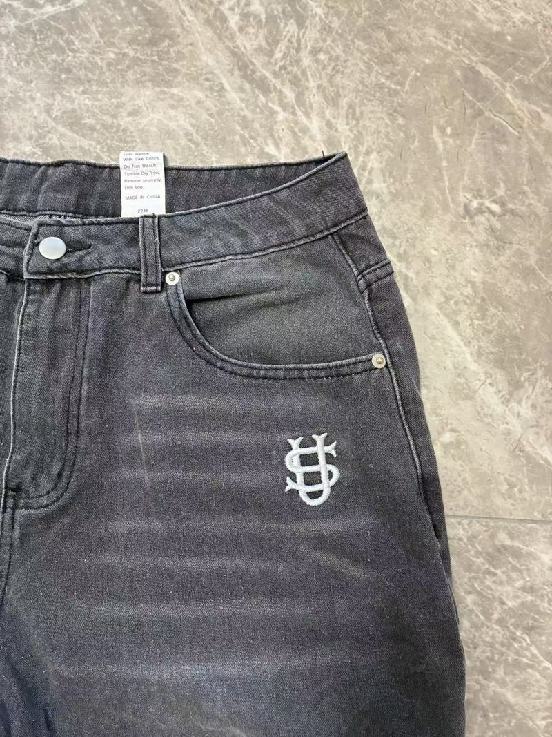 25e herfst Cross Border Europese en Amerikaanse heren retro gewassen geborduurde rechte jeans_voghion.com