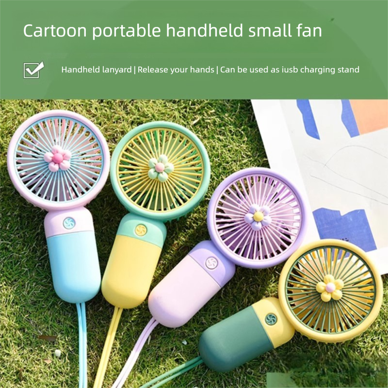 Tragbarer Handheld-Mini-USB-Cartoon-wiederaufladbarer Ventilator für Studenten mit Ständer_voghion.com