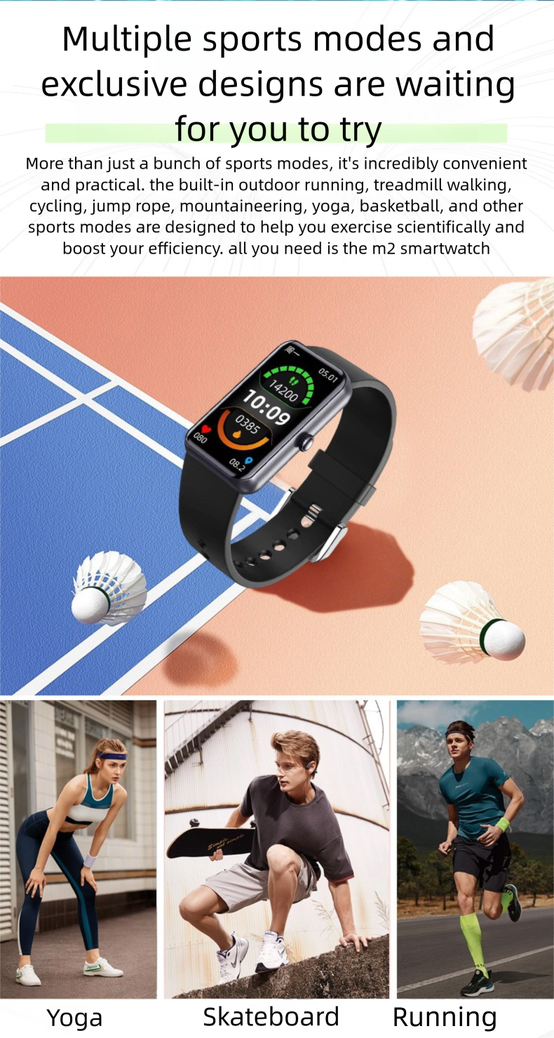 M2 Long Battery Life Waterproof Sports Watch NFC Bluetooth Men And Women Health Monitoring Smart Bracelet_voghion.com