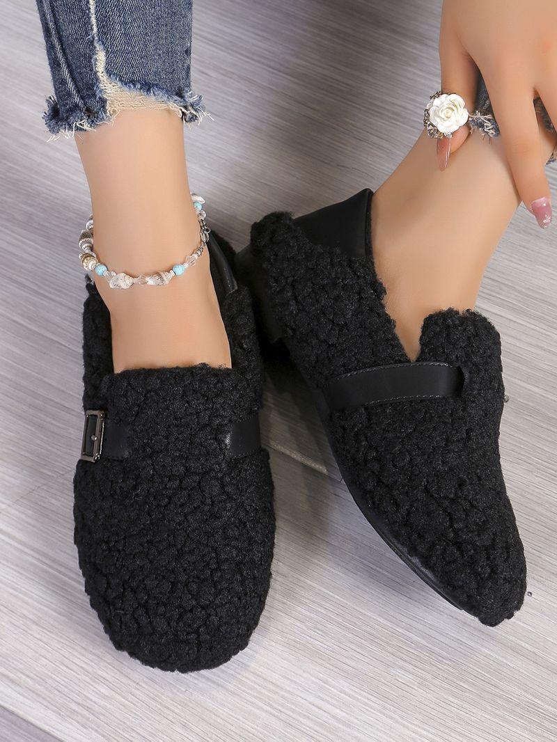 Women's Slip-On Winter Booties - Plush Faux Fur Lined House Shoes With Memory Foam (White/Brown/Black)_voghion.com