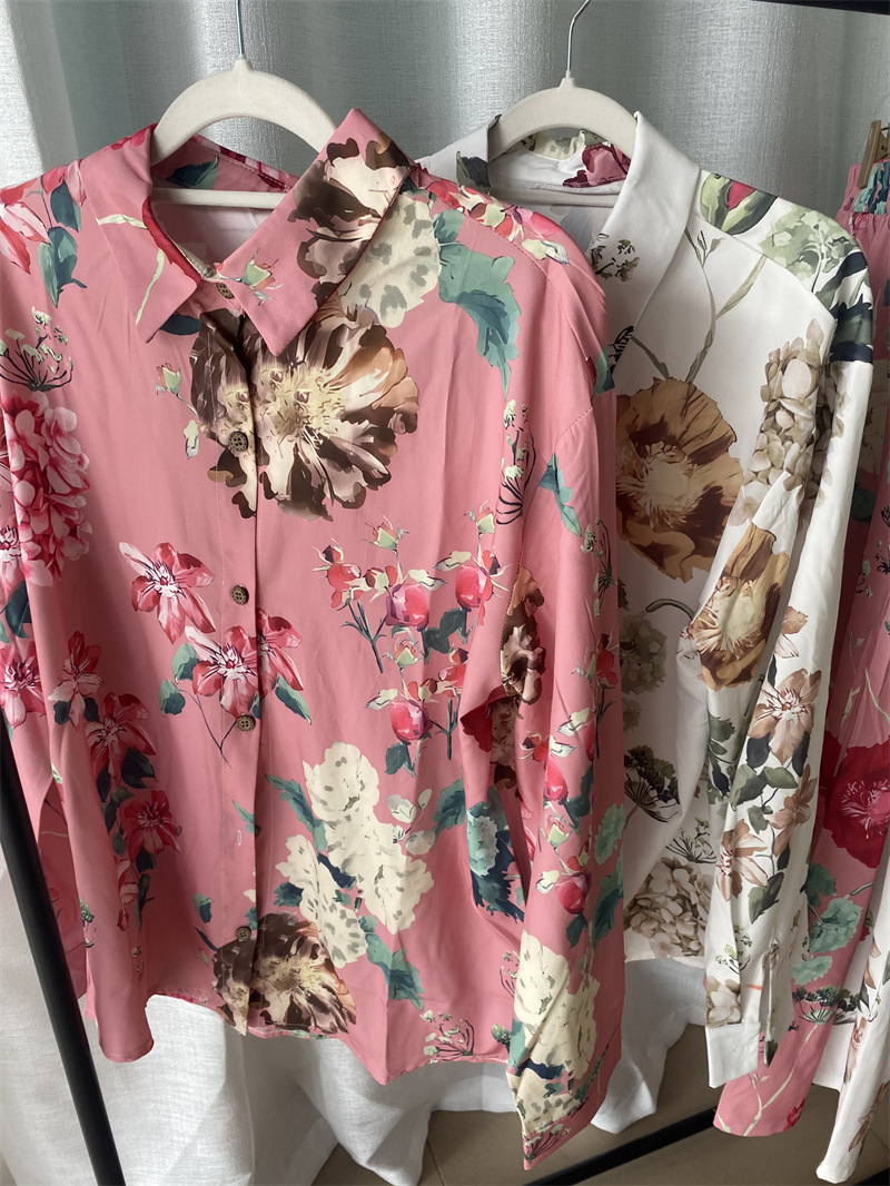Women's Suit Autumn And Winter New Shirt Nine-point Pants Fashion Floral Print Two-piece Set_voghion.com