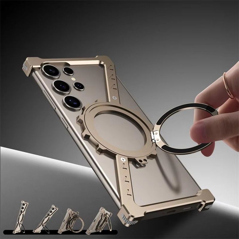 Z Shaped MetalCase For Samsung Galaxy S25 S24 S23 S22 Ultra Shockproof Bumper 360 ° Rotating Bracket Protective Cover_voghion.com