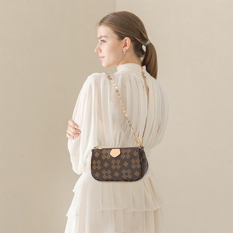 Combination Bag Fashionable Women's Crossbody Bag Chain Three-piece Set Mahjong Bag Three-in-one Shoulder Armpit Bag_voghion.com