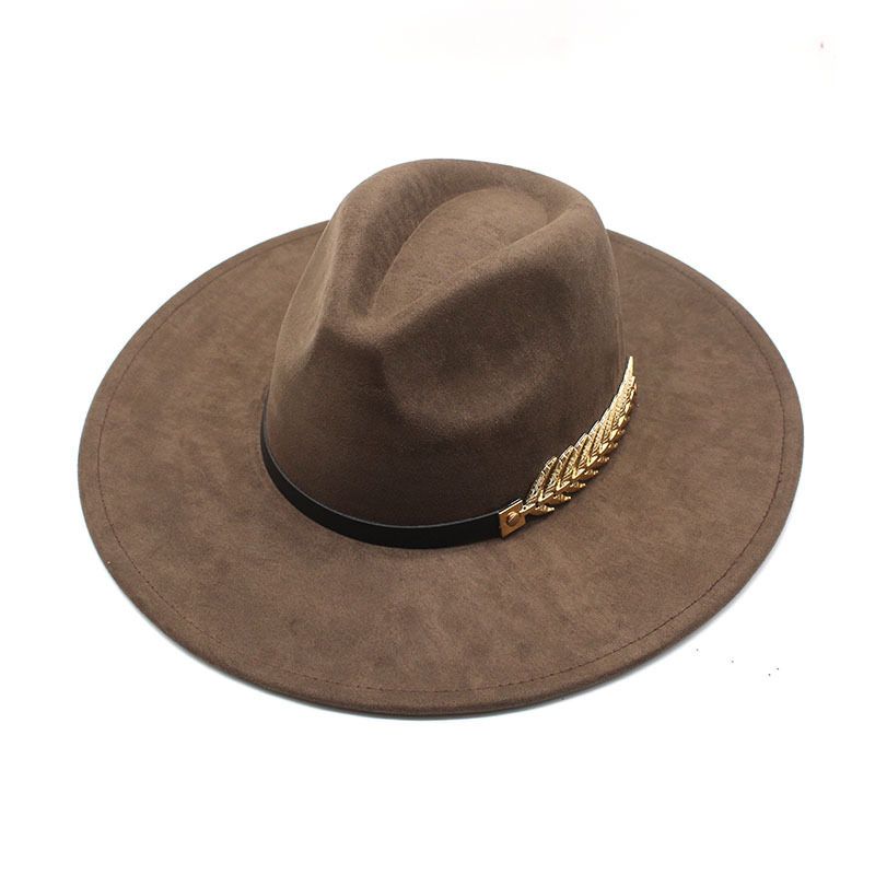 Fashion Suede Top 9.5cm Wide Bim Fedoa Hat Men Women Autumn Winte Felt Jazz Hats Classic Chuch Fedoas Chapeau Sombeo_voghion.com