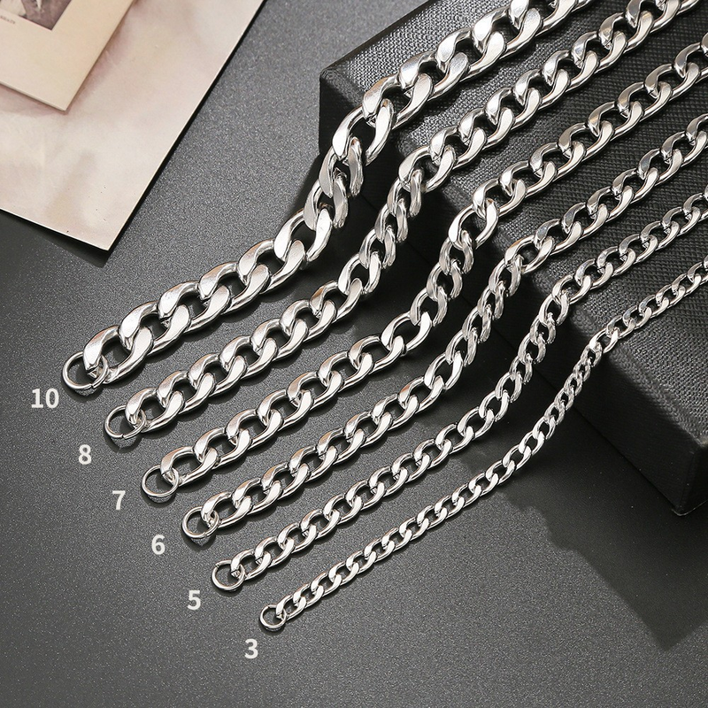Titanium Steel Cuban Chain Hip Hop Stainless Steel NK Thick Chain Necklace Fashion Male And Female Hiphop Accessories Plain Chain No Pendant_voghion.com