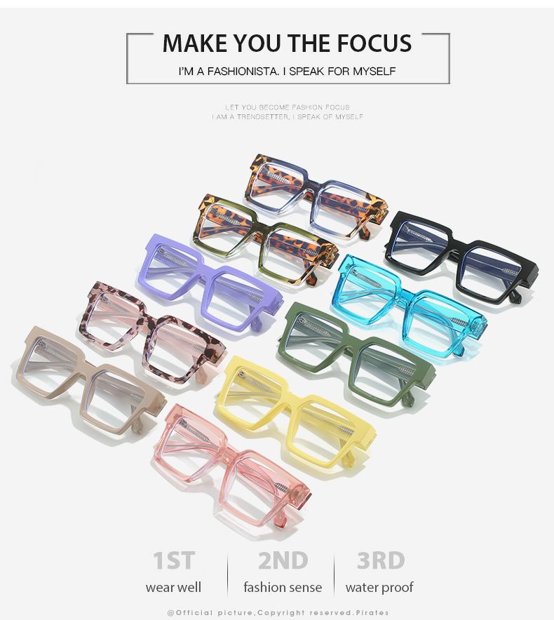 2023 Hochwertiger quadratischer Brillenrahmen für Männer, einfacher und vielseitiger, künstlerischer Plug-in-Flachlichtspiegel für Frauen_voghion.com