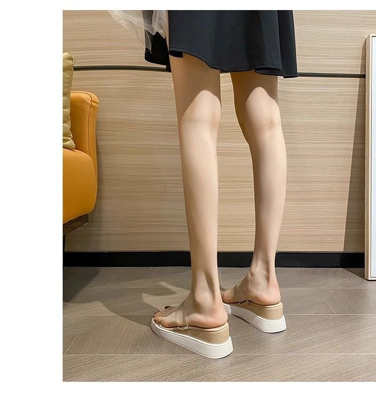 Transparent Ribbon 2025 New Summer Style Fashionable Thick Soled High Heeled Beach Shoes With Anti Slip Flat Sole And_voghion.com
