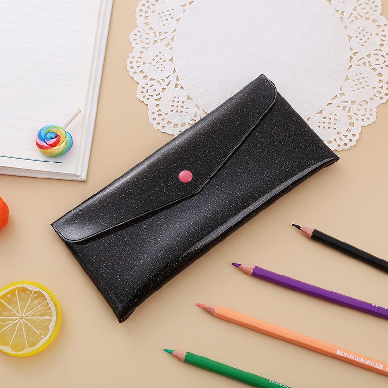 Trousse à crayons transparente au laser simple et créative de style ins, portable, pliable, à clipser, finition de facture, sac de rangement de papeterie, lot_voghion.com