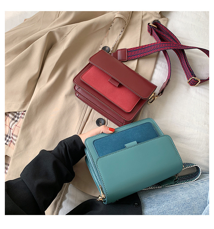 2023 automne nouveau petit sac carré simple sac pour femme personnalité style ethnique ruban couleur contrastante une épaule diagonale sac pour femme_voghion.com