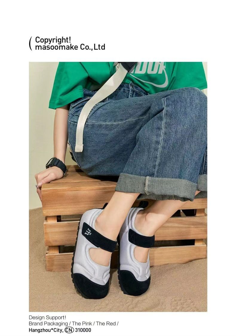 Niche Design 2024 Primavera/Estate Nuove Scarpe Mary Jane Casual con Fondo Piatto e Velcro da Donna Versatili_voghion.com