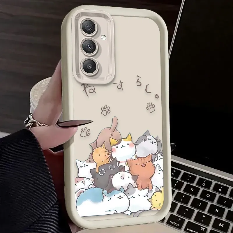 Silikonový kryt s graffiti kočičkou pro Samsung Galaxy S25 S24 S23 Ultra S22 S21 Plus FE 5G A54 A34 A14 A73 A53 A33 5G_voghion.com