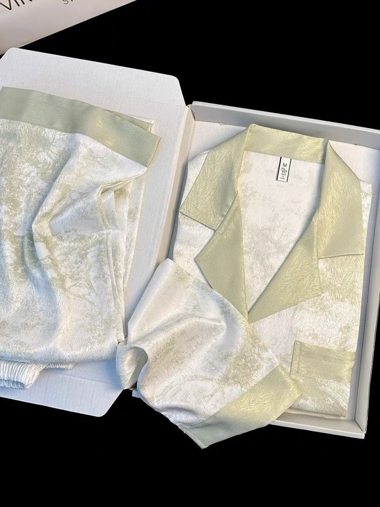2025 Neue High-End-Nachtwäsche: Langarm-Dünnversion für Damen im Frühling und Herbst, zweiteiliges Heimkleidungsset aus Seide_voghion.com