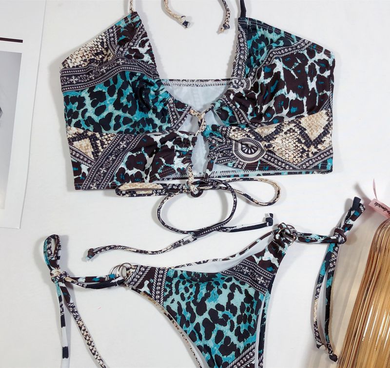 Damenbekleidung Split Badeanzug Leopardenmuster Bikini Badeanzug_voghion.com