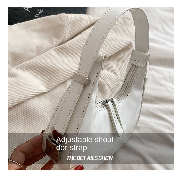 High-end texture niche bag female 2023 summer new fashion patent leather bright handbag shoulder underarm bag_voghion.com