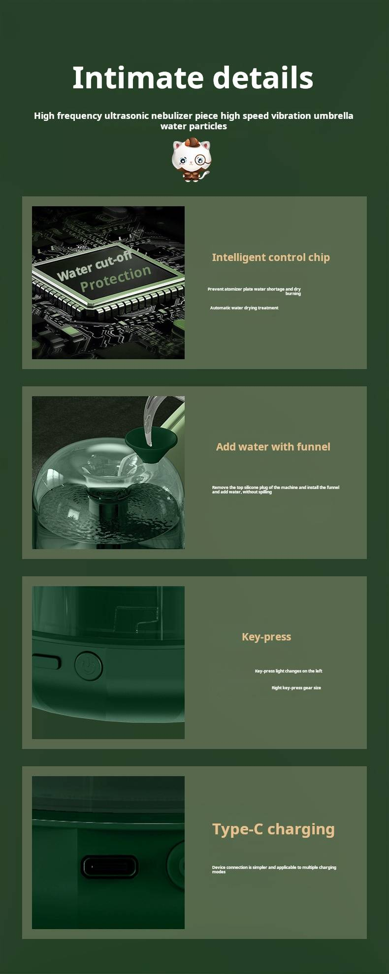 Intelligent Constant Humidity Color Lighting, Colored Glass Art Humidifier, Creative Water Replenishing Humidifier, Large Spray Household Humidifier_voghion.com