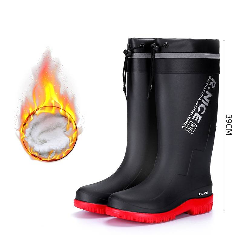 Herenschoenen regenlaarzen mode antislip waterdichte schoenen lange dikke zool rubberen schoenen_voghion.com