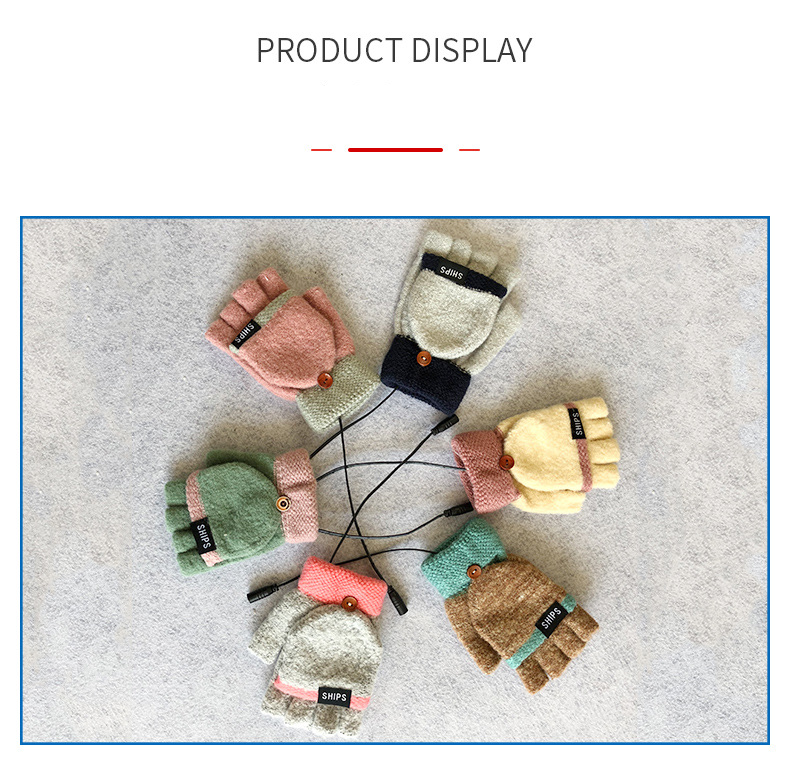 Heizhandschuhe USB elektrische Heizhandschuhe Halbfingerhandschuhe Innen und außen 2 Warme Handschuhe mit Winterheizhandschuhen_voghion.com
